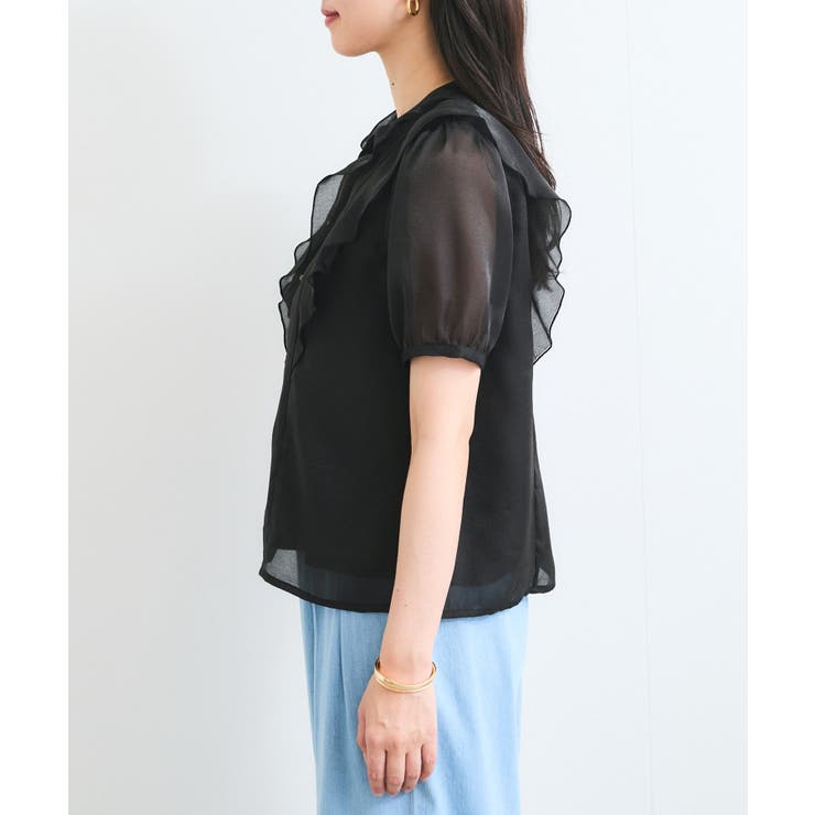 【洗える】シアーラッフルフリル半袖ブラウス | VIS  | 詳細画像15 