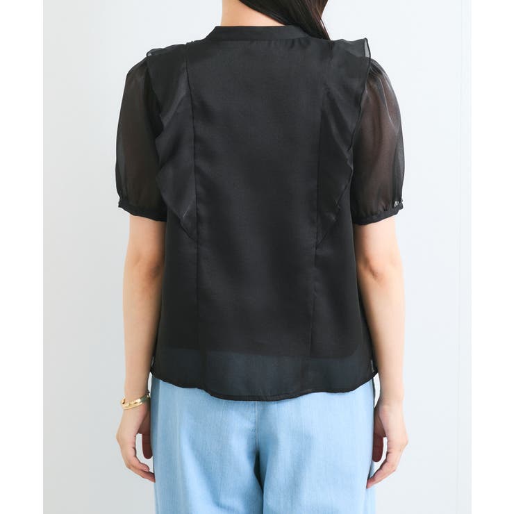 【洗える】シアーラッフルフリル半袖ブラウス | VIS  | 詳細画像16 