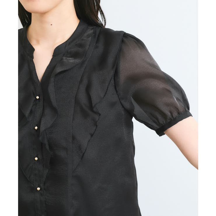 【洗える】シアーラッフルフリル半袖ブラウス | VIS  | 詳細画像18 