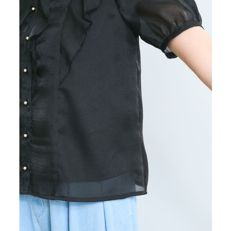 【洗える】シアーラッフルフリル半袖ブラウス | VIS  | 詳細画像19 