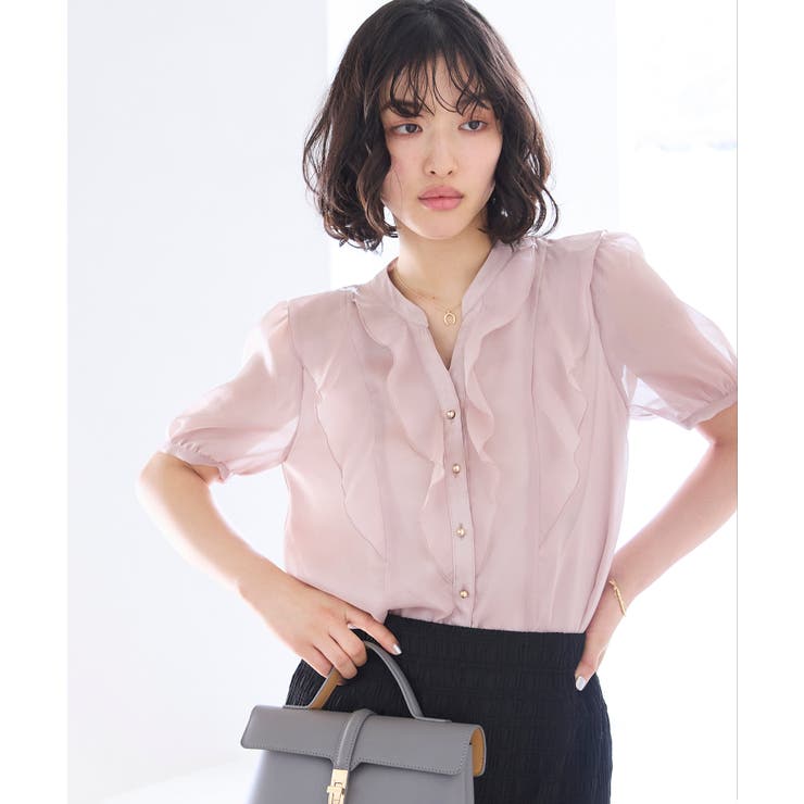 【洗える】シアーラッフルフリル半袖ブラウス | VIS  | 詳細画像2 