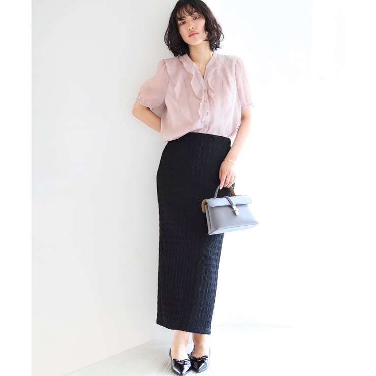 【洗える】シアーラッフルフリル半袖ブラウス | VIS  | 詳細画像4 