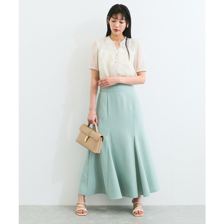 【洗える】シアーラッフルフリル半袖ブラウス | VIS  | 詳細画像8 