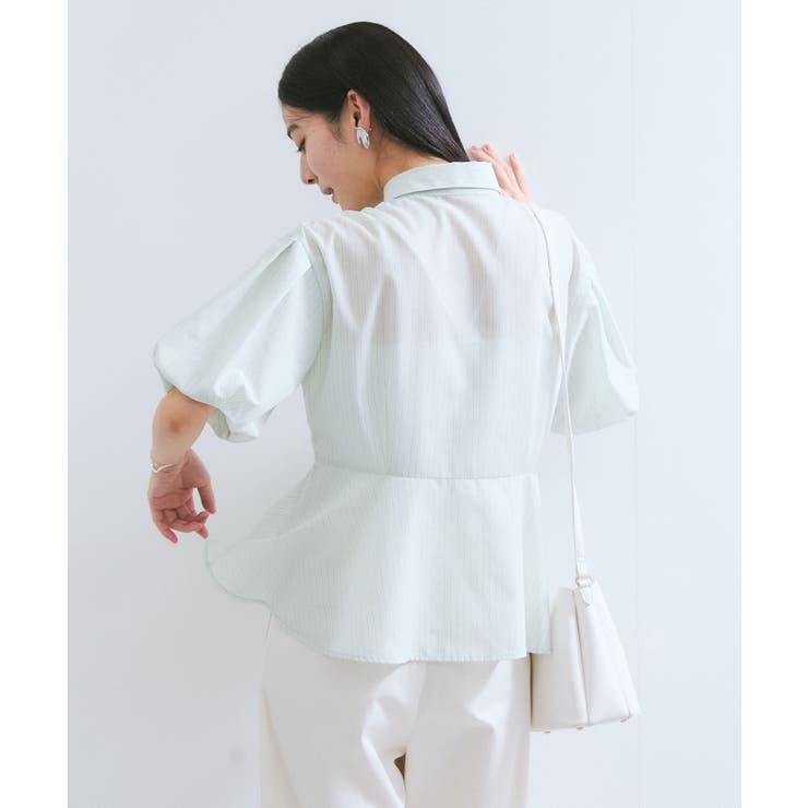 バルーンスリーブペプラムシャツ/通勤対応 | VIS  | 詳細画像10 