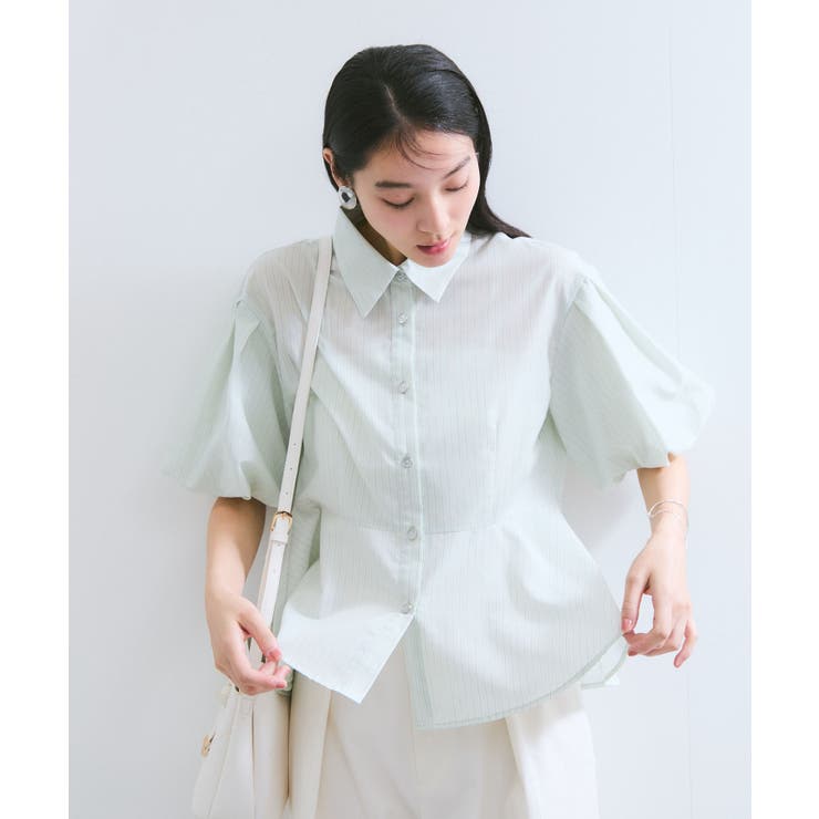 バルーンスリーブペプラムシャツ/通勤対応 | VIS  | 詳細画像11 