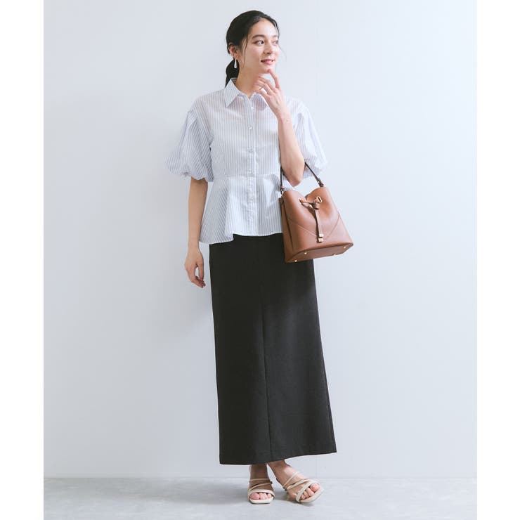 バルーンスリーブペプラムシャツ/通勤対応 | VIS  | 詳細画像2 
