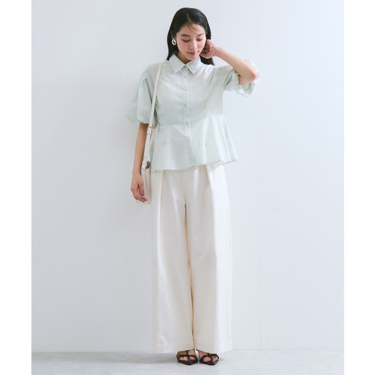 バルーンスリーブペプラムシャツ/通勤対応 | VIS  | 詳細画像3 