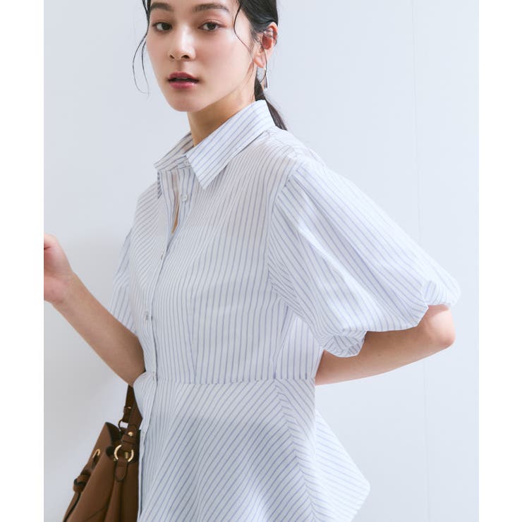 バルーンスリーブペプラムシャツ/通勤対応 | VIS  | 詳細画像6 