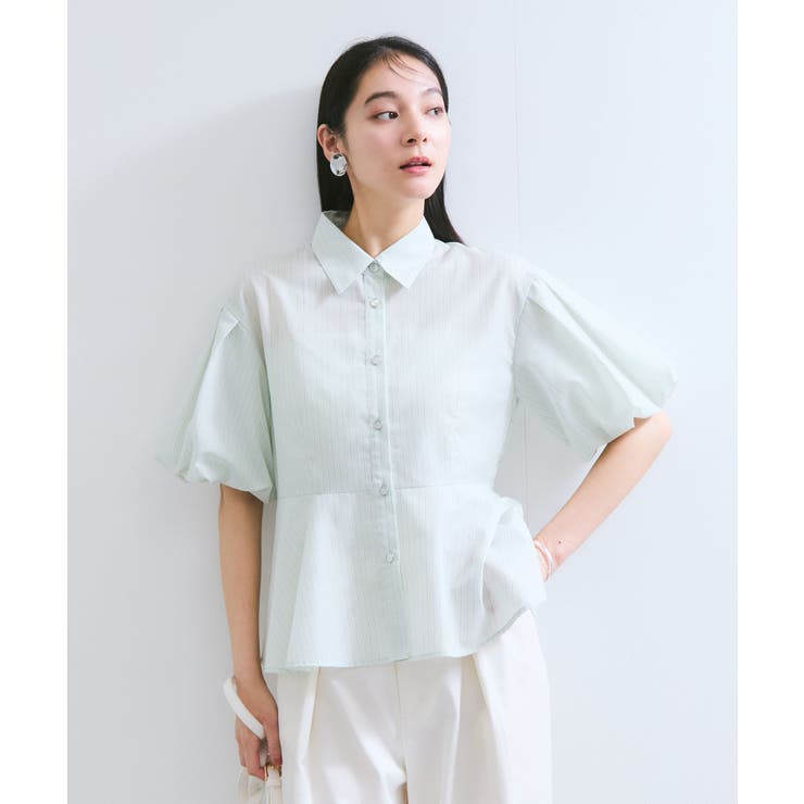 バルーンスリーブペプラムシャツ/通勤対応 | VIS  | 詳細画像8 