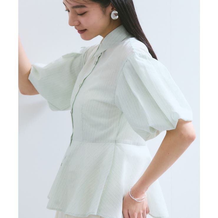 バルーンスリーブペプラムシャツ/通勤対応 | VIS  | 詳細画像9 
