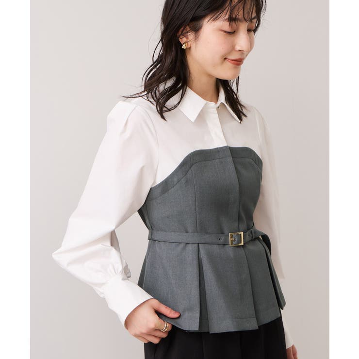 グレー(07) | 【美easy】コンフォートボウタイドッキングシャツ/イージーケア・2WAY | VIS 