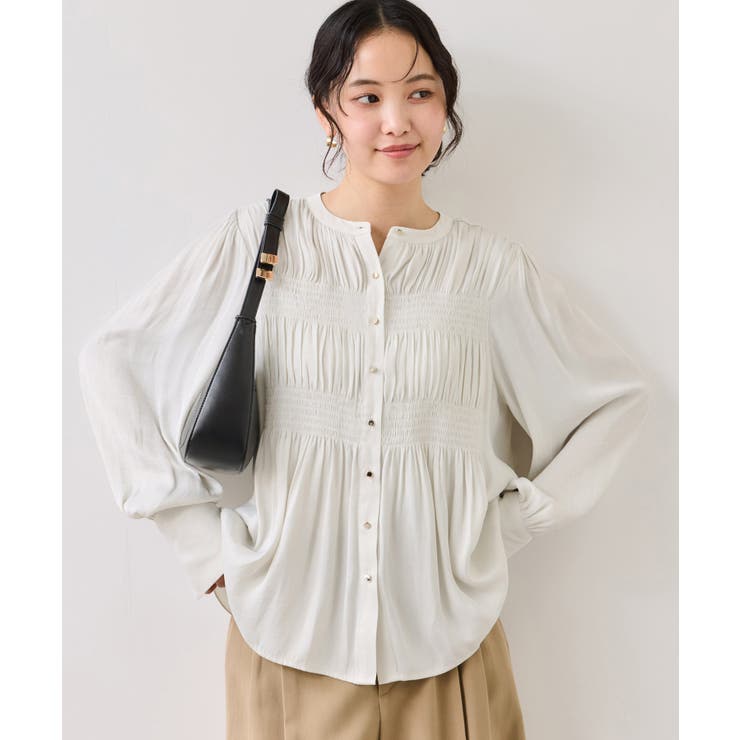 エアリーサテンシャーリングブラウス/イージーケア | VIS  | 詳細画像13 