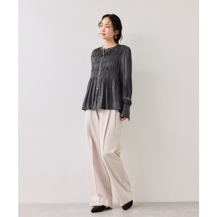 エアリーサテンシャーリングブラウス/イージーケア | VIS  | 詳細画像18 