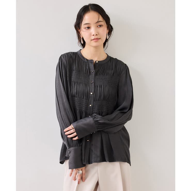 エアリーサテンシャーリングブラウス/イージーケア | VIS  | 詳細画像19 