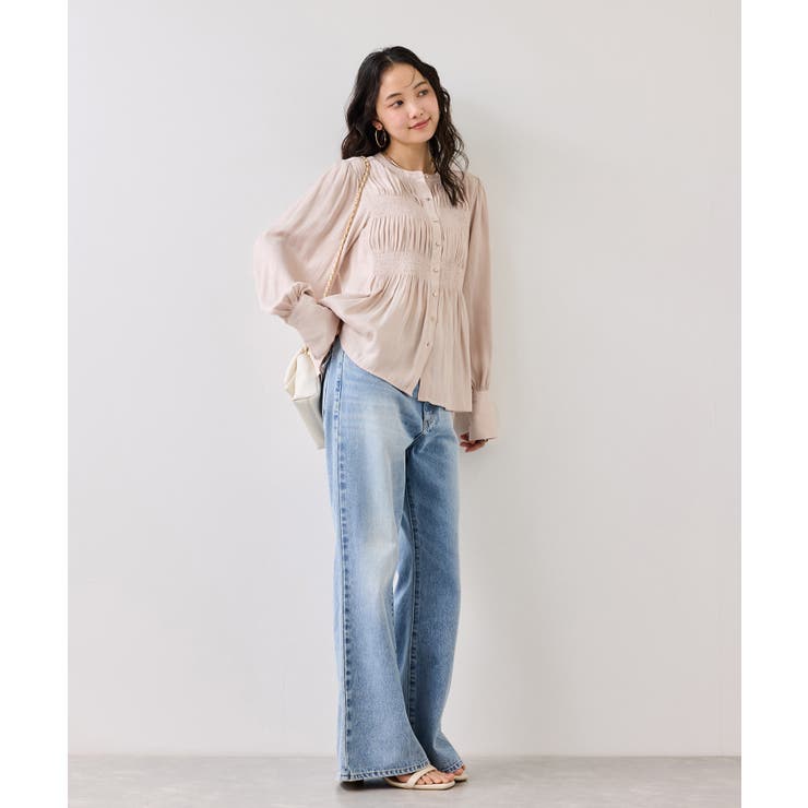 エアリーサテンシャーリングブラウス/イージーケア | VIS  | 詳細画像2 