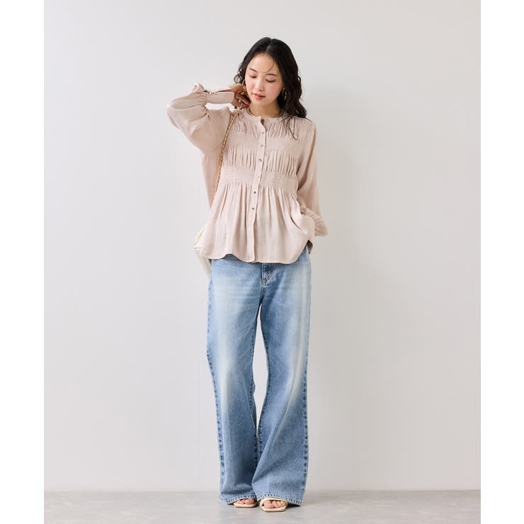 エアリーサテンシャーリングブラウス/イージーケア | VIS  | 詳細画像3 