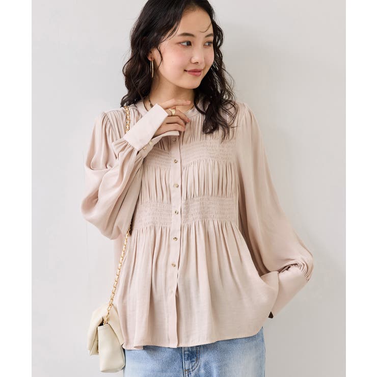 エアリーサテンシャーリングブラウス/イージーケア | VIS  | 詳細画像4 