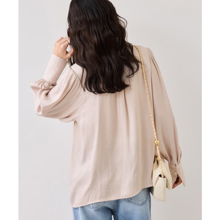 エアリーサテンシャーリングブラウス/イージーケア | VIS  | 詳細画像8 