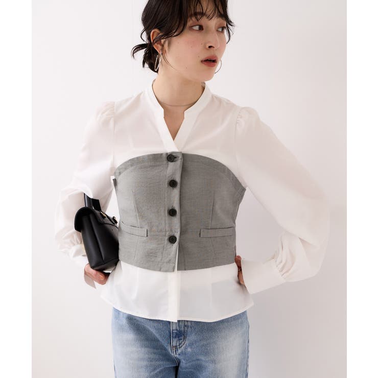 美easy前開きビスチェドッキングシャツ イージーケア 接触冷感 | VIS  | 詳細画像10 