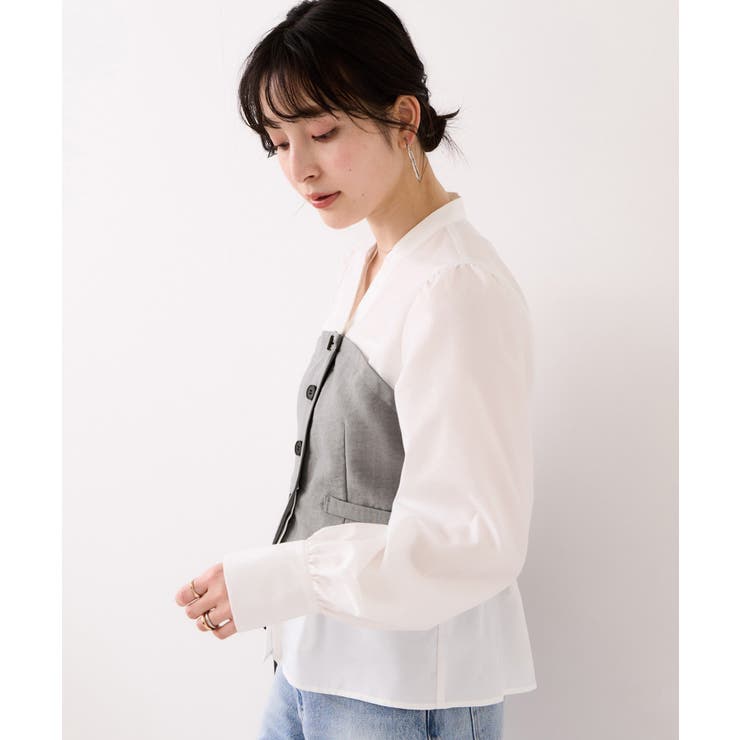 グレー(07) | 美easy前開きビスチェドッキングシャツ イージーケア 接触冷感 | VIS 