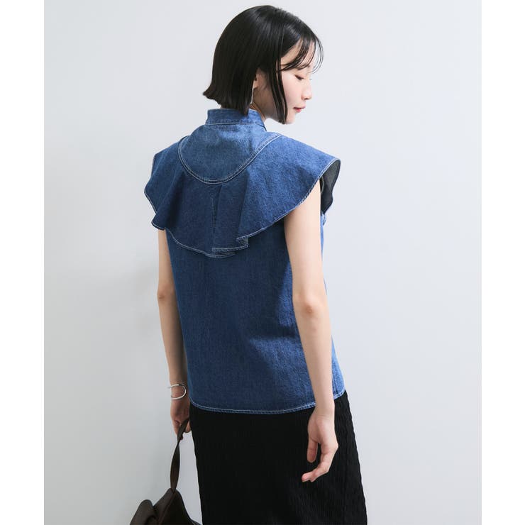 【UVケア/洗える】ラッフルデザインデニムブラウス | VIS  | 詳細画像11 