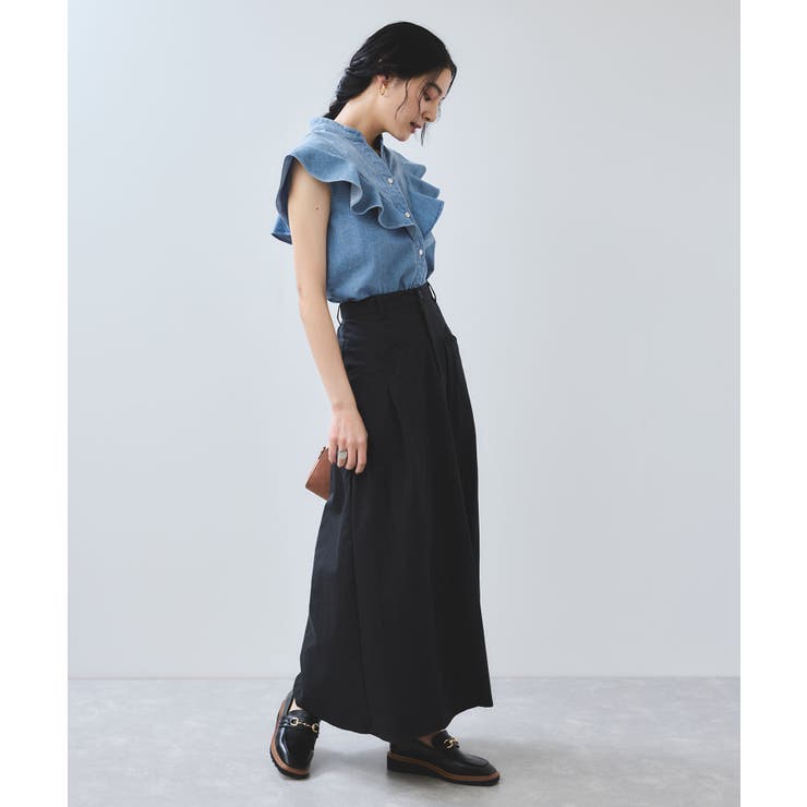 ラッフルデザインデニムブラウス VIS｜ラッフルデザインデニムブラウス | Rakuten Fashion(楽天