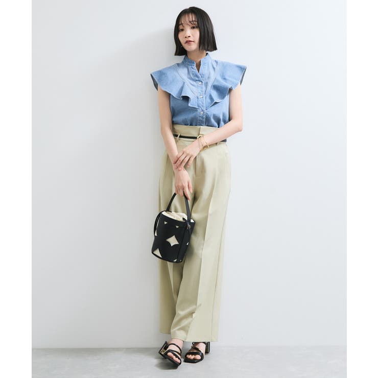 【UVケア/洗える】ラッフルデザインデニムブラウス | VIS  | 詳細画像17 