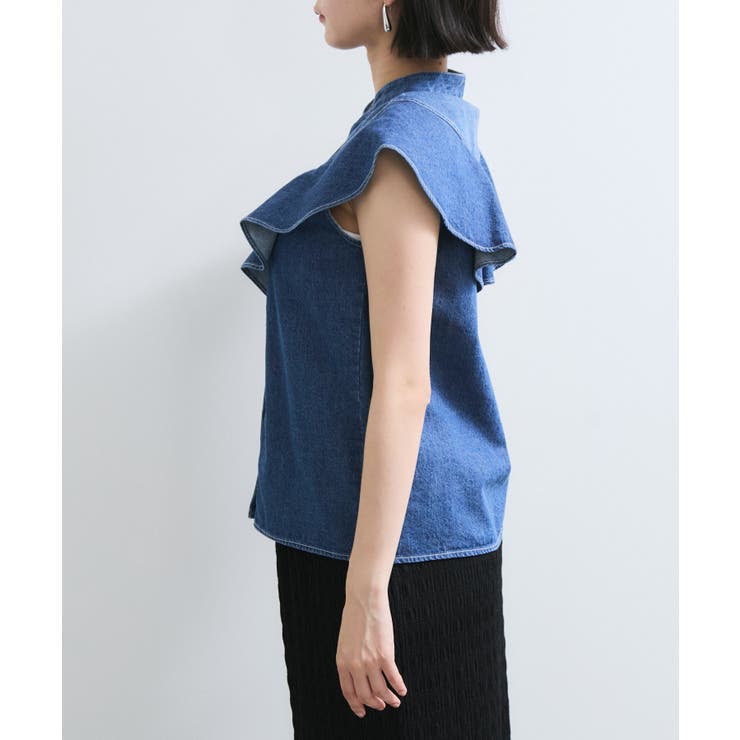 【UVケア/洗える】ラッフルデザインデニムブラウス | VIS  | 詳細画像23 
