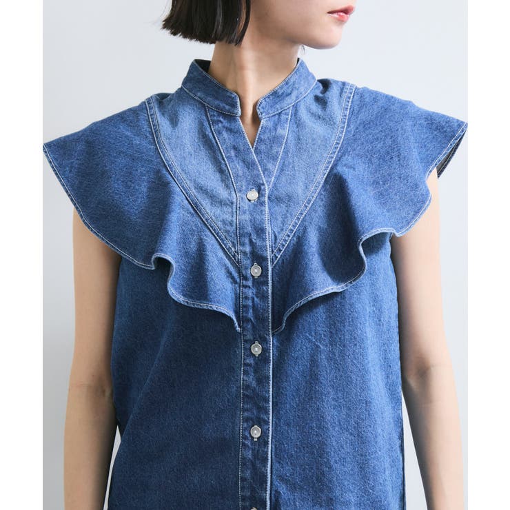【UVケア/洗える】ラッフルデザインデニムブラウス | VIS  | 詳細画像25 