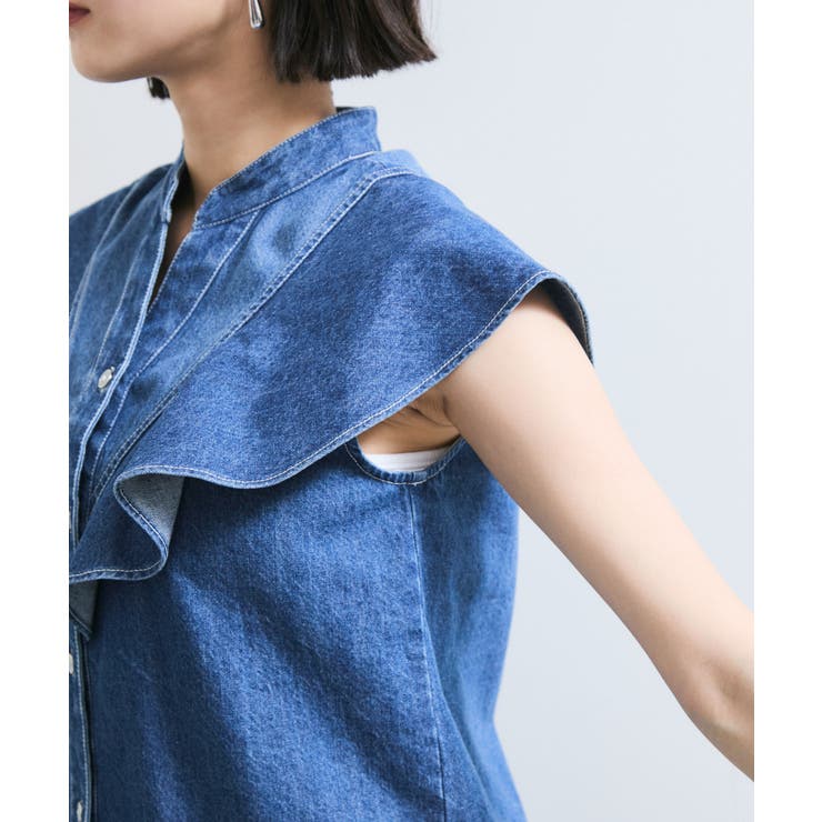 【UVケア/洗える】ラッフルデザインデニムブラウス | VIS  | 詳細画像28 