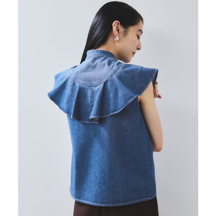 ラッフルデザインデニムブラウス VIS｜ラッフルデザインデニムブラウス | Rakuten Fashion(楽天