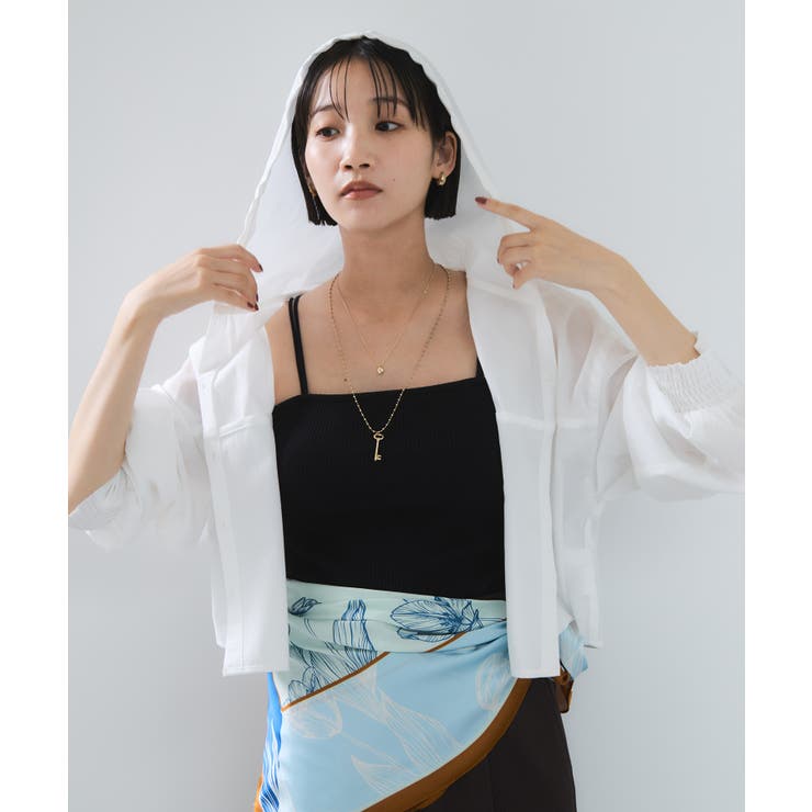 フード付きクロップドシアーシャツ | VIS  | 詳細画像13 