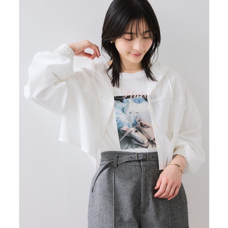 フード付きクロップドシアーシャツ | VIS  | 詳細画像18 