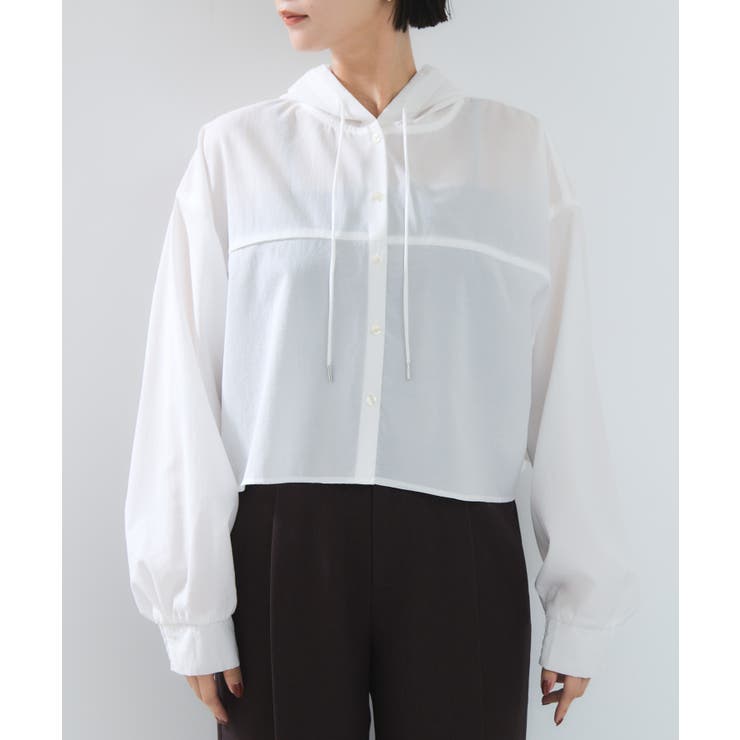 フード付きクロップドシアーシャツ | VIS  | 詳細画像20 