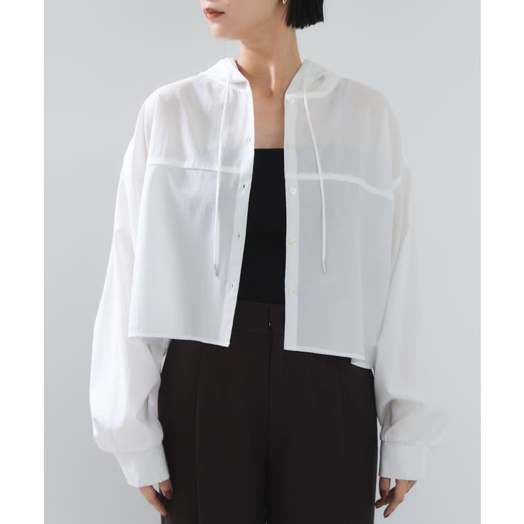 フード付きクロップドシアーシャツ | VIS  | 詳細画像21 