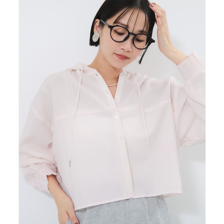 フード付きクロップドシアーシャツ | VIS  | 詳細画像7 