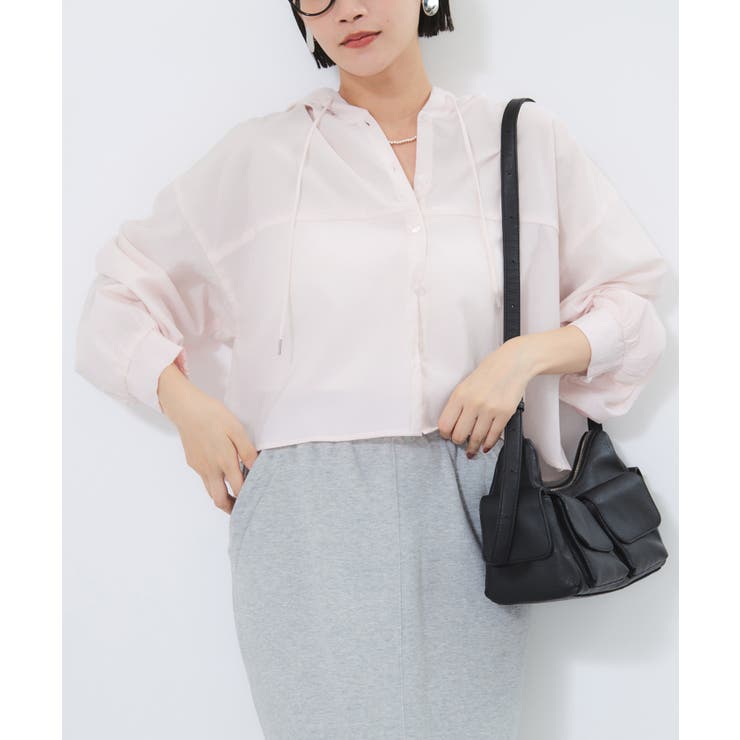 フード付きクロップドシアーシャツ | VIS  | 詳細画像9 
