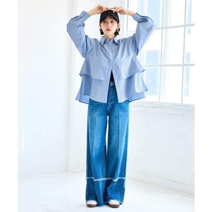 裾ティアードオーバーシャツ/UVケア・イージーケア | VIS  | 詳細画像2 