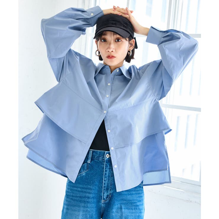 裾ティアードオーバーシャツ/UVケア・イージーケア | VIS  | 詳細画像4 