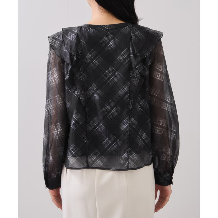 フロントフリルシアーチェックブラウス/イージーケア | VIS  | 詳細画像17 