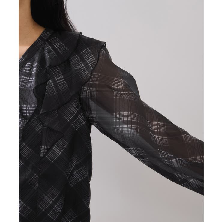 フロントフリルシアーチェックブラウス/イージーケア | VIS  | 詳細画像19 