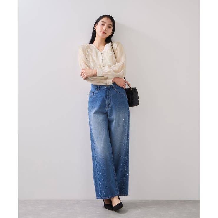 フロントフリルシアーチェックブラウス/イージーケア | VIS  | 詳細画像2 