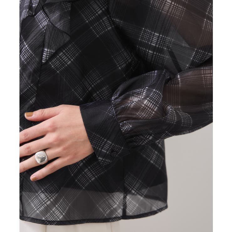 フロントフリルシアーチェックブラウス/イージーケア | VIS  | 詳細画像21 