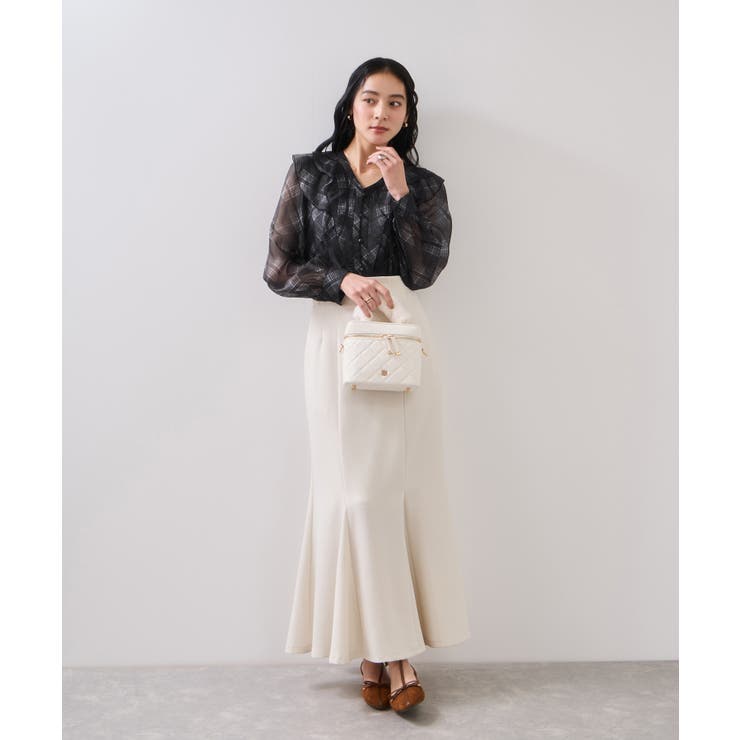 フロントフリルシアーチェックブラウス/イージーケア | VIS  | 詳細画像9 