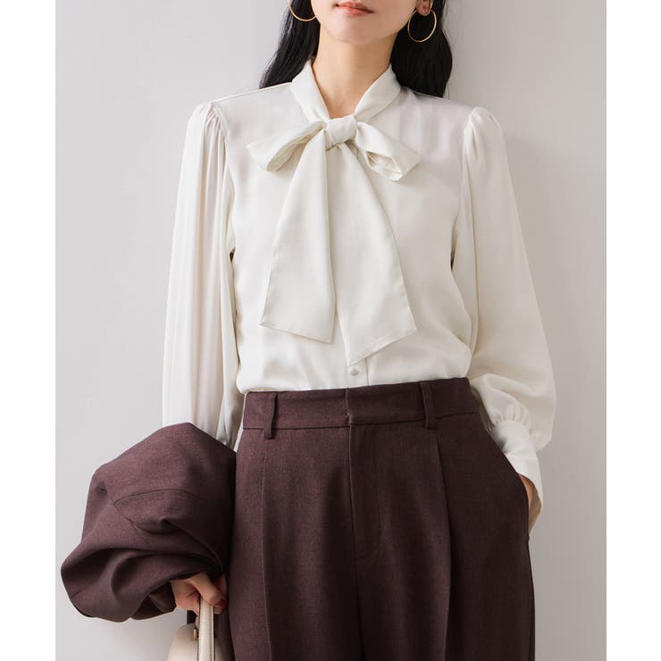 オフホワイト(15) | サテンボウタイブラウス | VIS 