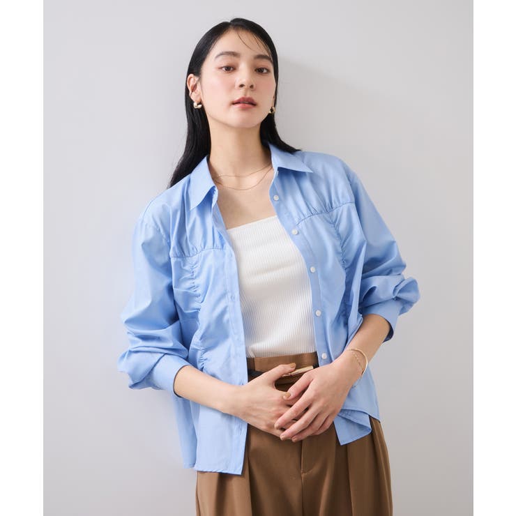 シャーリングギャザー切替シャツ/イージーケア | VIS  | 詳細画像8 