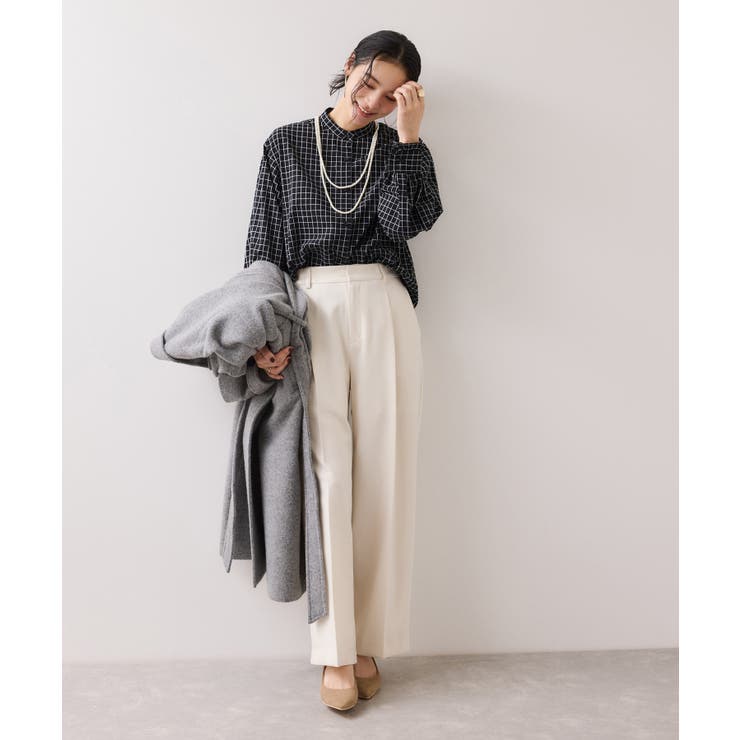 チェック＆デニムアソートボウタイリボン付きスタンドカラーシャツ | VIS  | 詳細画像27 