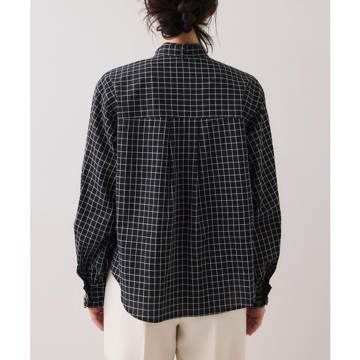 チェック＆デニムアソートボウタイリボン付きスタンドカラーシャツ | VIS  | 詳細画像39 