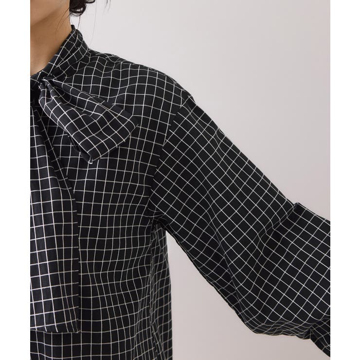 チェック＆デニムアソートボウタイリボン付きスタンドカラーシャツ | VIS  | 詳細画像41 