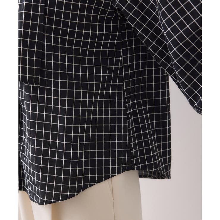 チェック＆デニムアソートボウタイリボン付きスタンドカラーシャツ | VIS  | 詳細画像42 